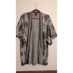 Bobeau Gray Southwestern Ikat Open Front Cardigan Kimono XL MC8K47BP7DL